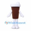 Coffee Cup Mascot Costume in Brown with White Lid and Gloves