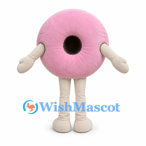 Pink Ball Mascot Costume with Round Mouth and Cream Limbs