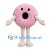 Pink Ball Mascot Costume with Round Mouth and Cream Limbs