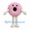 Pink Ball Mascot Costume with Round Mouth and Cream Limbs