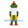 Dragon Mascot Costume in Green with White Shirt and Yellow Shorts