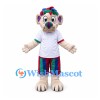 Lion Mascot Costume with Colorful Mane and Striped Shorts