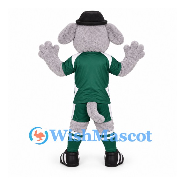 Dog Mascot Costume with Green Sports Uniform and Black Hat