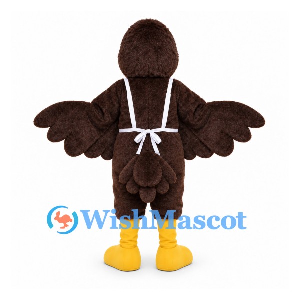 Chicken Mascot Costume in Brown with White Apron