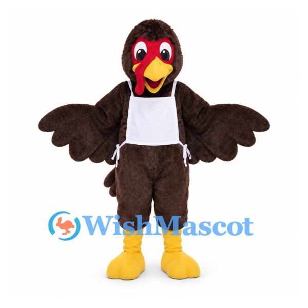 Chicken Mascot Costume in Brown with White Apron