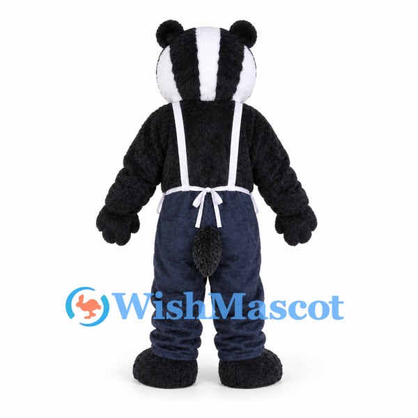 Badger Mascot Costume with White Apron and Blue Pants