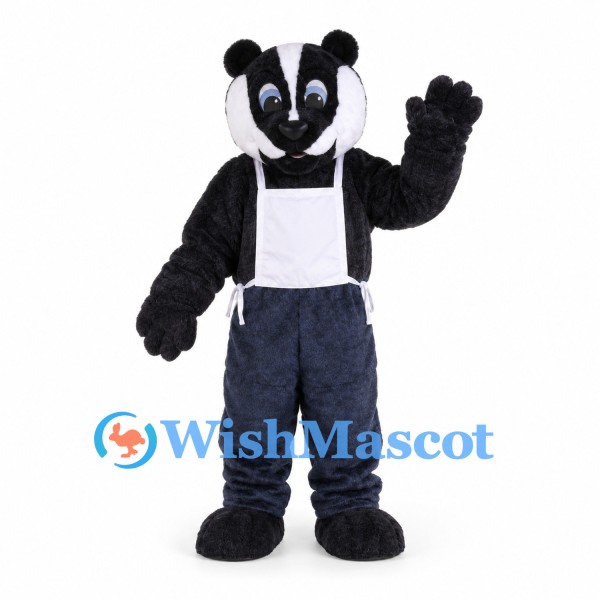 Badger Mascot Costume with White Apron and Blue Pants