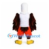 Bald Eagle Mascot Costume with White Shirt and Orange Shorts