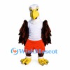 Bald Eagle Mascot Costume with White Shirt and Orange Shorts