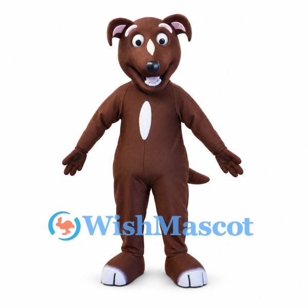 Dog Mascot Costume in Brown with White Chest Patch