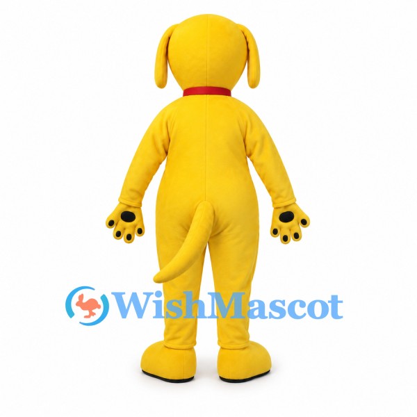 Dog Mascot Costume in Yellow with Red Collar and Black Paws