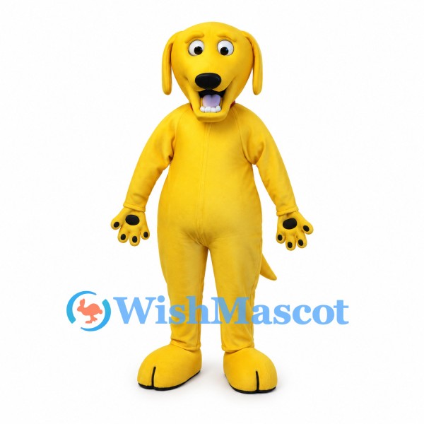 Dog Mascot Costume in Yellow with Red Collar and Black Paws