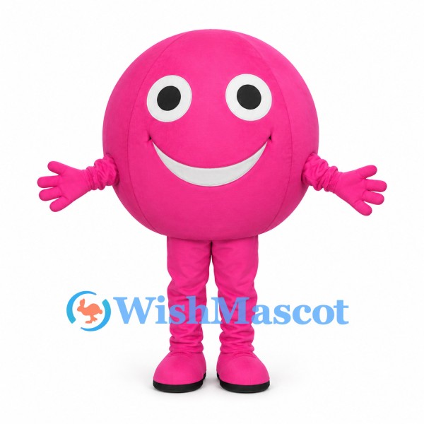 Pink Ball Mascot Costume with Smiling Face and Matching Legs