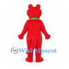 Dragon Mascot Costume in Red with Yellow Belly and Green Scarf