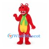 Dragon Mascot Costume in Red with Yellow Belly and Green Scarf