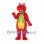 Dragon Mascot Costume in Red with Yellow Belly and Green Scarf