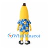 Banana Mascot Costume with Blue Floral Shirt and Black Shoes