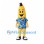 Banana Mascot Costume with Blue Floral Shirt and Black Shoes