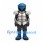 Knight Mascot Costume with Silver Armor and Blue Helmet