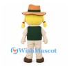 Explorer Girl Mascot Costume with Tan Hat and Green Vest