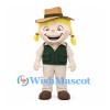 Explorer Girl Mascot Costume with Tan Hat and Green Vest