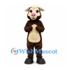 Cow Mascot Costume in Brown with Cream Belly and Pink Nose