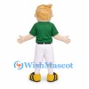 Superhero Boy Mascot Costume with Green Shirt and Black Eye Mask