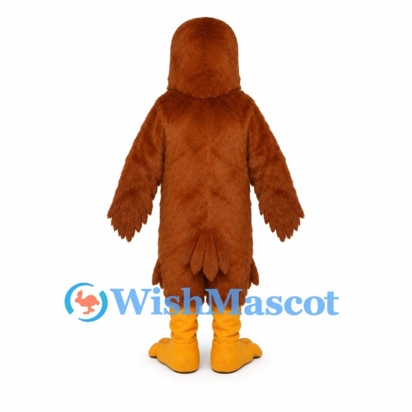 Eagle Mascot Costume in Brown with Yellow Beak and Feet