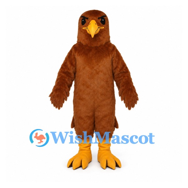 Eagle Mascot Costume in Brown with Yellow Beak and Feet
