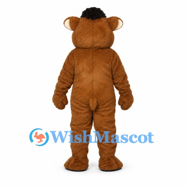 Mouse Mascot Costume in Brown with Cream Cheeks and Black Hair Tuft