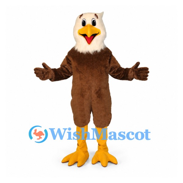 Bald Eagle Mascot Costume with Brown Body and White Head