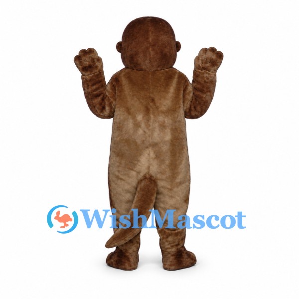 Otter Mascot Costume in Brown with Rounded Muzzle and Long Tail