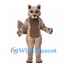 Wolf Mascot Costume in Gray with Brown Belly and Fluffy Tail