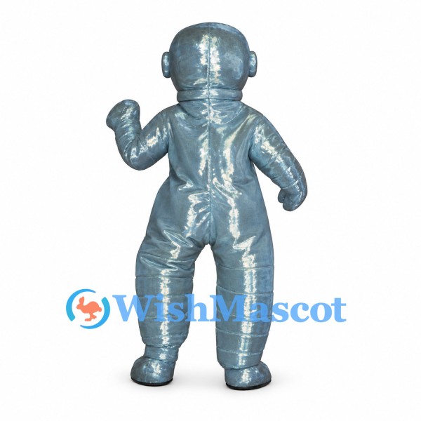 Astronaut Mascot Costume in Metallic Silver with Dark Visor
