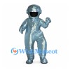 Astronaut Mascot Costume in Metallic Silver with Dark Visor