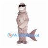 Shark Mascot Costume in Pale Pink with Sunglasses and Large Tail