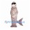 Shark Mascot Costume in Pale Pink with Sunglasses and Large Tail