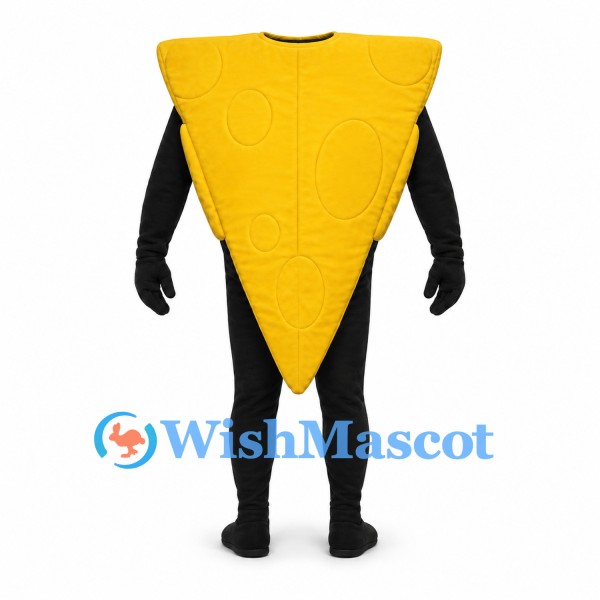 Cheese Wedge Mascot Costume in Yellow with Black Sleeves