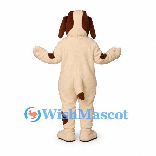 Dog Mascot Costume in Cream with Brown Ears and Tail