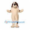 Dog Mascot Costume in Cream with Brown Ears and Tail