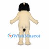 Dog Mascot Costume in Cream with Black Head and Long Ears