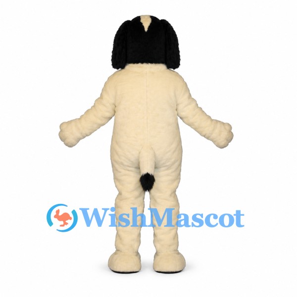 Dog Mascot Costume in Cream with Black Head and Long Ears