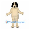 Dog Mascot Costume in Cream with Black Head and Long Ears