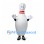 Bowling Pin Mascot Costume in White with Red Neck Stripes