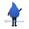 Water Drop Mascot Costume in Blue with Smiling Face