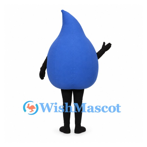 Water Drop Mascot Costume in Blue with Smiling Face