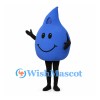 Water Drop Mascot Costume in Blue with Smiling Face