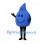 Water Drop Mascot Costume in Blue with Smiling Face