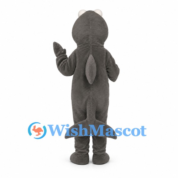Shark Mascot Costume in Gray with White Belly and Long Tail