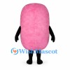 Pink Character Mascot Costume with Rounded Rectangular Body and Long Eyelashes